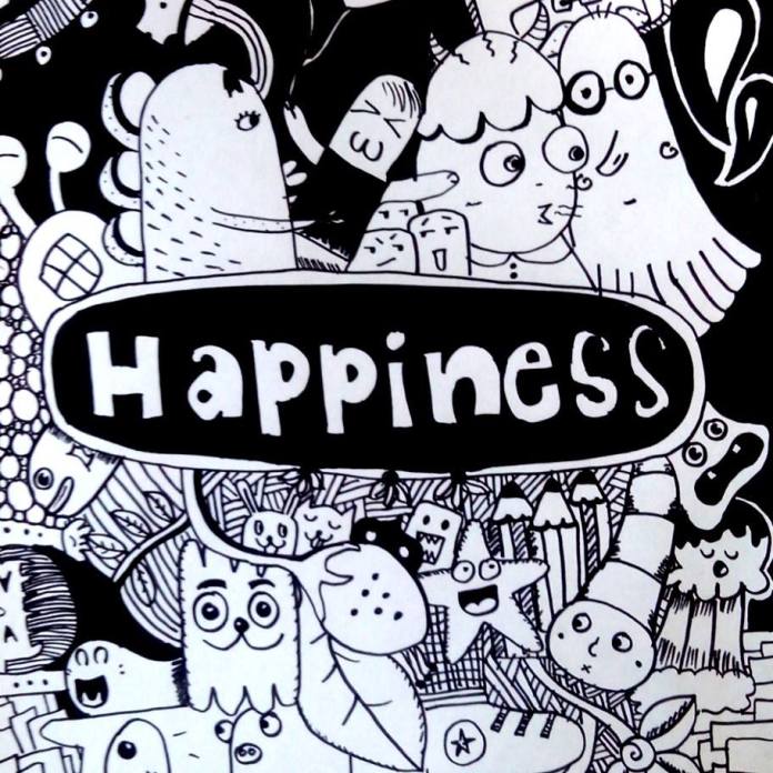 "Happiness" Drawing, black marker on a paper [doodle art]