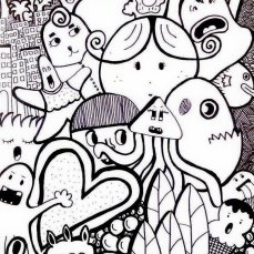 "City Of Cheos" Drawing, on a paper with black marker [doodle art]