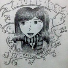 "Morie goes wild" sketch, on a paper with pencil sketch [sketch art]